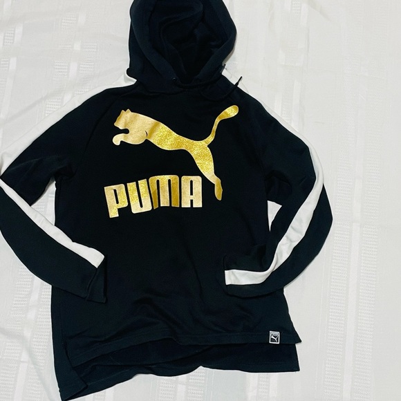 Puma Black Hoodie with Gold Logo - Picture 5 of 6